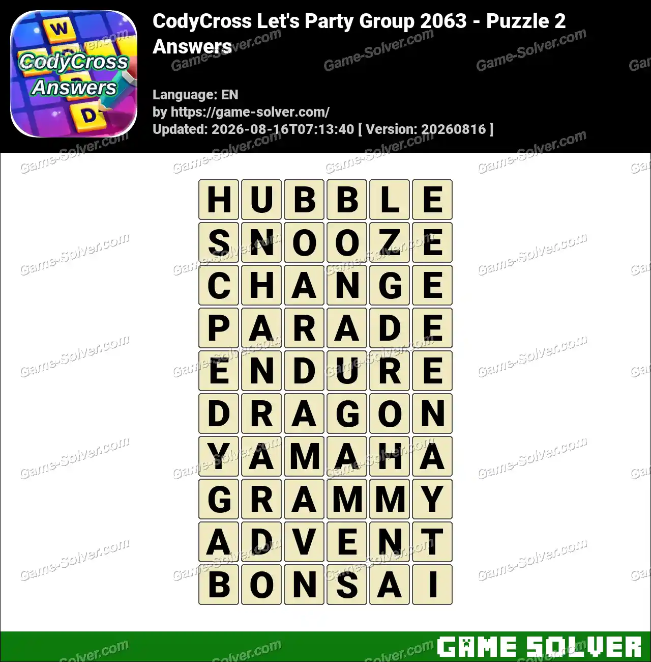 CodyCross Let’s Party Group 2063 – Puzzle 2 Answers